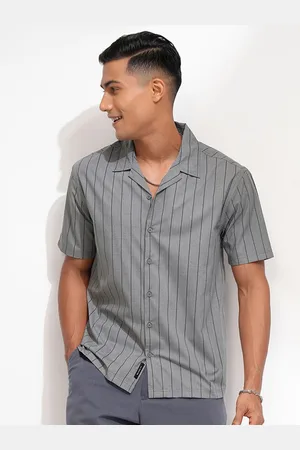 LocoMotive Men Printed Striped Cuban Collar Relaxed Shirt
