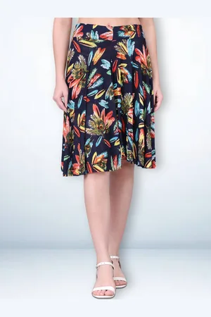 Jinfo Women Printed Flared Skirt With Attached Shorts