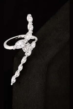 ATIBELLE Silver Plated Cubic Zirconia Stones Studded Finger Ring