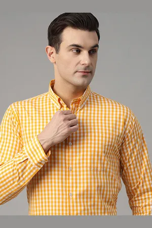 HANCOCK Men Standard Slim Fit Gingham Checks Opaque Checked Formal Shirt
