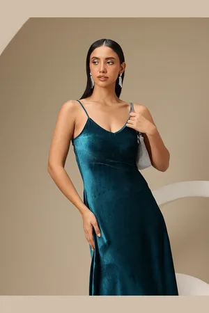 Chemistry Velvet Finish Slip A-Line Midi Dress