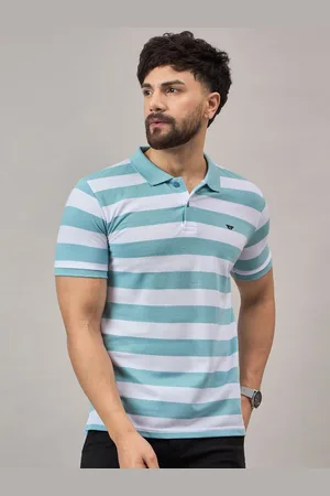 Reprise Men Striped Polo Collar Cotton T-shirt