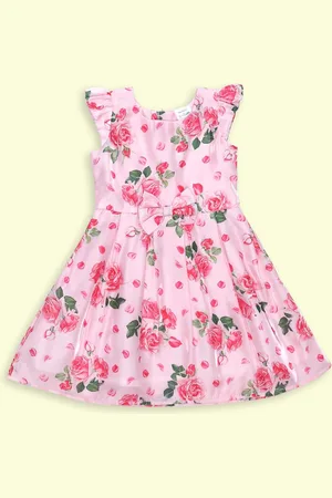 Doodle Girls Pink Printed Fit and Flare Dress