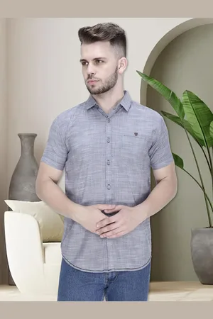Kuons Avenue Men Grey Smart Slim Fit Casual Shirt