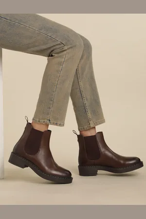 Nautica Women Mid-Top Block Heel Leather Chelsea Boots