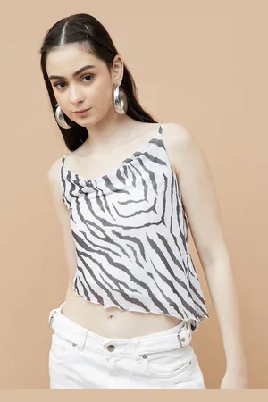 Lifestyle Women Abstract Printed Shoulder Straps Crop Top