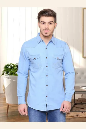 Kuons Avenue Men Blue Cotton Smart Slim Fit Casual Shirt
