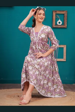 JC4U Women Tie-Up Neck Fit & Flare Midi Dress