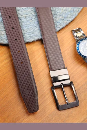 ZEVORA Men Brown Textured Reversible Formal Belt