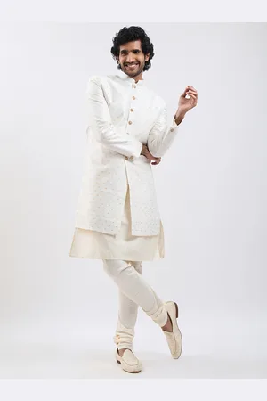 Vastramay Silk Self-Design Sherwani Set