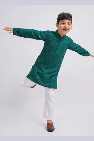 Vastramay Boys Geometric Embroidered Regular Sequinned Kurta With Pyjamas