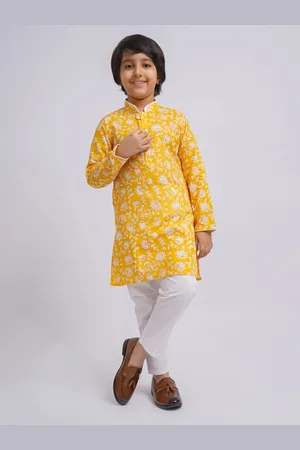 Vastramay Boys Floral Printed Regular Pure Cotton Kurta with Pyjamas