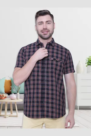 Kuons Avenue Men Black Smart Slim Fit Checked Casual Shirt
