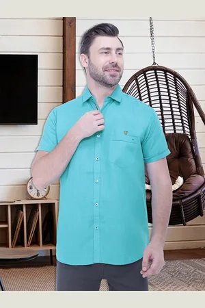Kuons Avenue Men Turquoise Blue Smart Slim Fit Casual Shirt