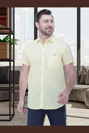 Kuons Avenue Men Yellow Smart Slim Fit Solid Casual Shirt