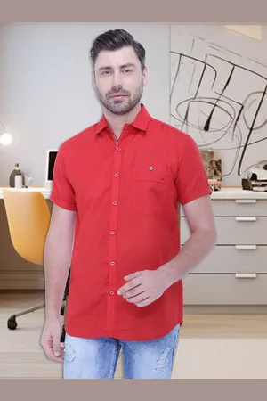 Kuons Avenue Men Red Smart Slim Fit Casual Shirt