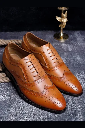LOUIS STITCH Men Premium Leather Dual Tone Patina Brogue Shoes