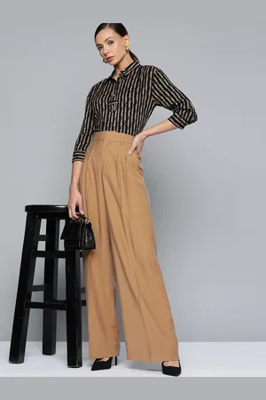 Chemistry Women Black & Beige Printed Casual Shirt