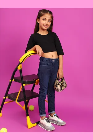 TALES & STORIES Girls Blue Slim Fit Light Fade Stretchable Denim Jeans