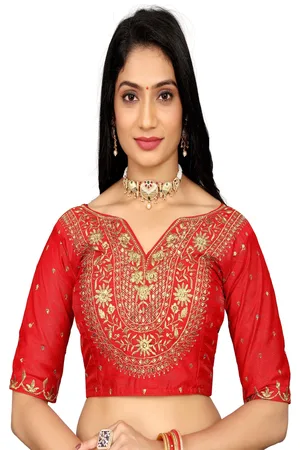 HERE&NOW Women Embroidery V-Neck Saree Blouse