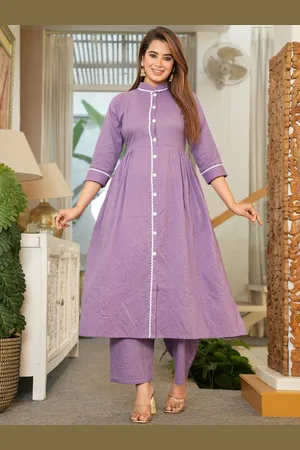 Aujjessa Floral Self Design Pure Cotton Maternity Anarkali Kurta With Trousers