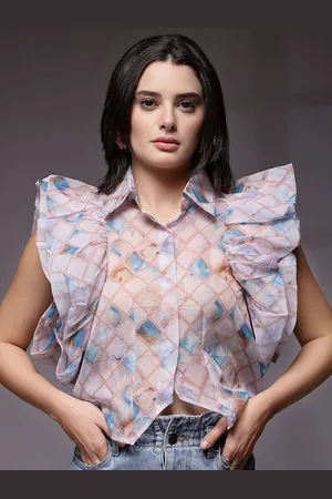 KASSUALLY Women Comfort Sheer Printed Party Shirt