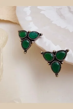 Binnis Wardrobe Green Contemporary Studs Earrings