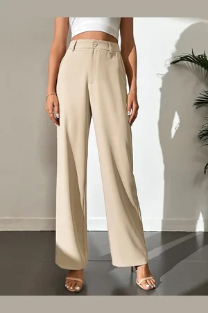 FNOCKS Women High-Rise Cotton Formal Trousers