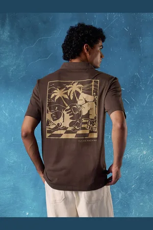 Flying Machine Men Graphic Printed Polo Collar Cotton Relaxed Fit T-shirt