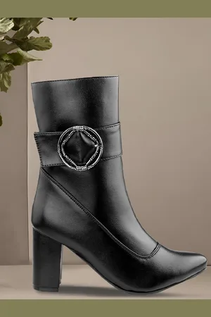 BXXY Women Classic High-Ankle Zipper Boots with Buckle Design
