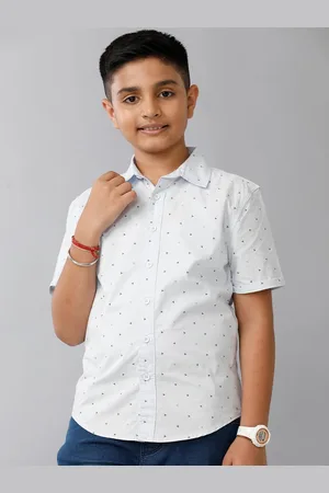UNDER FOURTEEN ONLY Boys Spread Collar Conversational Printed Cotton Casual Shirt