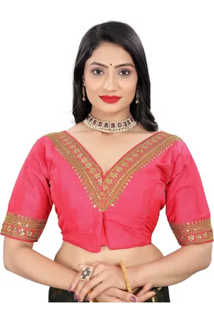 HERE&NOW Women Embroidered V-Neck Saree Blouse