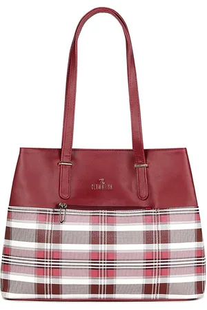 THE CLOWNFISH Women Gloria Checked Structured Leather Shoulder Bag