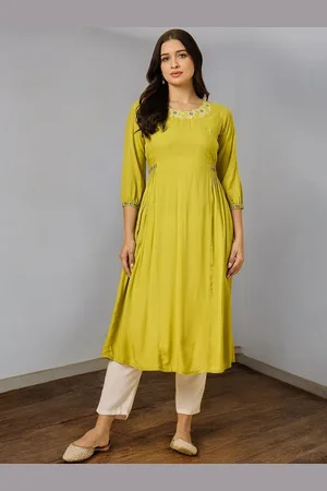 Azira Floral Embroidered Pleated A-Line Kurta