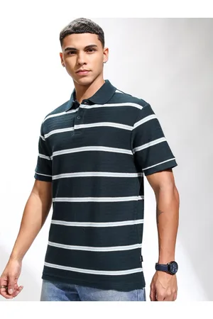 Highlander Men Striped Polo Collar Relaxed Fit T-shirt