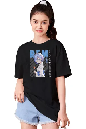 BAESD Girls Typography Printed Drop-Shoulder Sleeves T-shirt