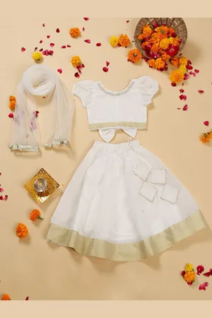 SAKA DESIGNS Girls Embroidered Ready to Wear Lehenga & Blouse With Dupatta