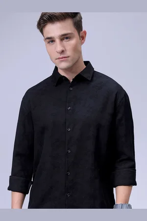 The Indian Garage Co Relaxed Fit Spread Collar Textured Cotton Casual Shirt