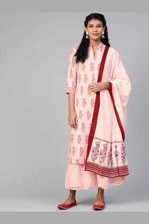 Biba Women Pink Kurta with Palazzos & Dupatta