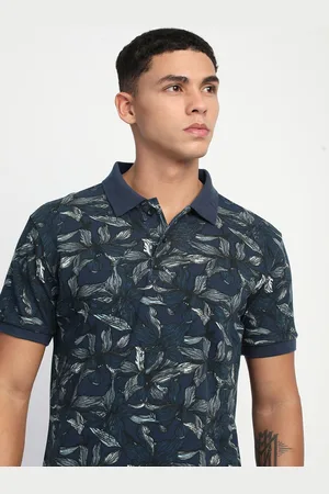 The Bear House Men Abstract Printed Slim Fit Cotton Polo T-shirt