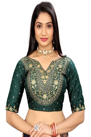 HERE&NOW Women Embroidered V-Neck Saree Blouse