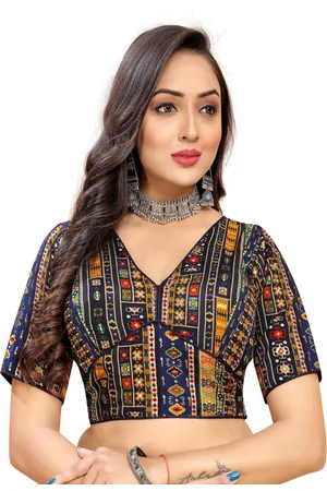 HERE&NOW Women Printed V Neck Saree Blouse