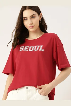 DressBerry Women Typography Printed Round Neck Cotton Oversized T-shirt