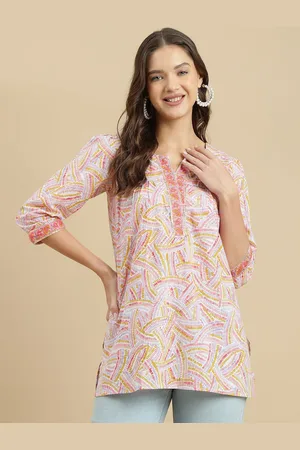 Kalini Women Printed Round Neck Cotton Top