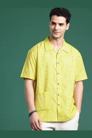 Sangria Boxy Fit Opaque Self Design Textured Pure Cotton Casual Shirt