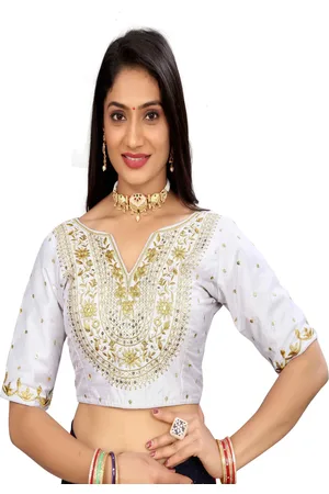 HERE&NOW Women Embroidered V-Neck Saree Blouse