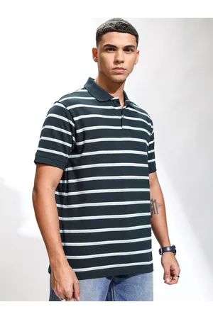 Highlander Men Striped Polo Collar Relaxed Fit T-shirt
