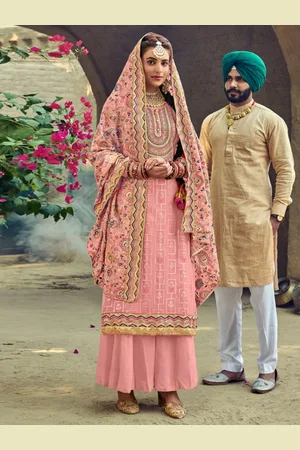 Jaipur Embroidered Silk Georgette Semi-Stitched Dress Material