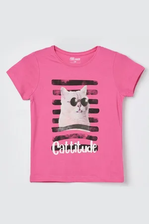 Lifestyle Girls Graphic Printed Round Neck Cotton T-shirt