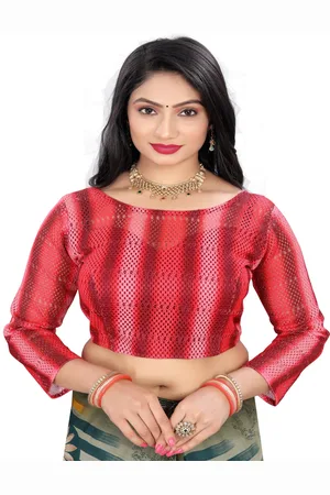 HERE&NOW Women Woven Design Round Neck Saree Blouse